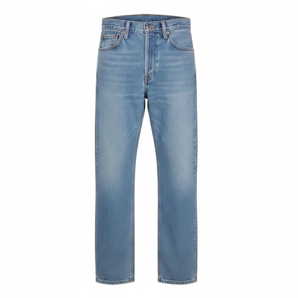 Levis 505 Jeans Mens 32x28 Regular Fit Light Blue Denim Straight Leg Zip Fly